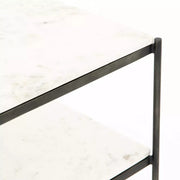 Four Hands Felix Nightstand ~ Hammered Grey Finished Iron With White Marble