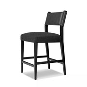 Four Hands Ferris Counter Stool ~ Gibson Black Performance Fabric Seat With Palermo Black Leather Back