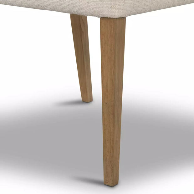 Four Hands Ferris Dining Chair ~ Thames Cream Performance Fabric Seat With Winchester Beige Leather Back