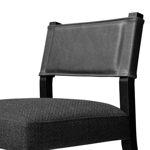 Four Hands Ferris Dining Chair ~ Gibson Black Performance Fabric Seat With Palermo Black Leather Seat