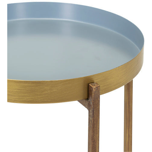 Surya Allenbury Modern Gray Tray Top With Gold Metal Base Round Accent Side Table AEU-001