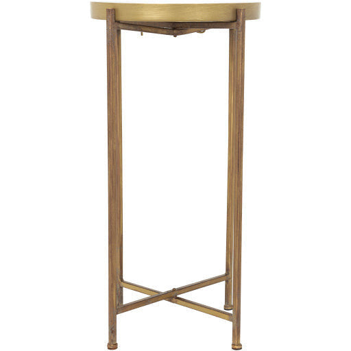 Surya Allenbury Modern White Tray Top With Gold Metal Base Round Accent Side Table AEU-003