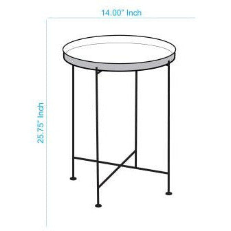 Surya Allenbury Modern Aqua Tray Top With Gold Metal Base Round Accent Side Table AEU-004