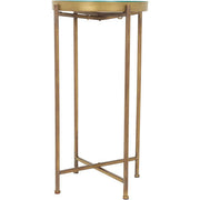 Surya Allenbury Modern Aqua Tray Top With Gold Metal Base Round Accent Side Table AEU-004