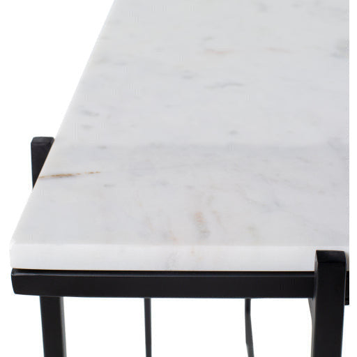Surya Anaya Modern White Marble With Black Metal Base Console Table ANA-003