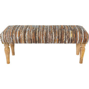 Surya Anthracite Rustic Modern Hand Woven Fabric Bench With Natural Wood Base ATE-002