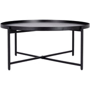 Surya Aracruz Modern Black Wood Top With Black Metal Round Coffee Table AZU-001