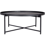 Surya Aracruz Modern Black Wood Top With Black Metal Base Round Coffee Table AZU-002