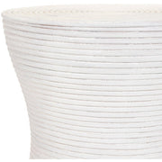 Surya Balinese Modern White Rattan Round Accent Side Table BAS-005