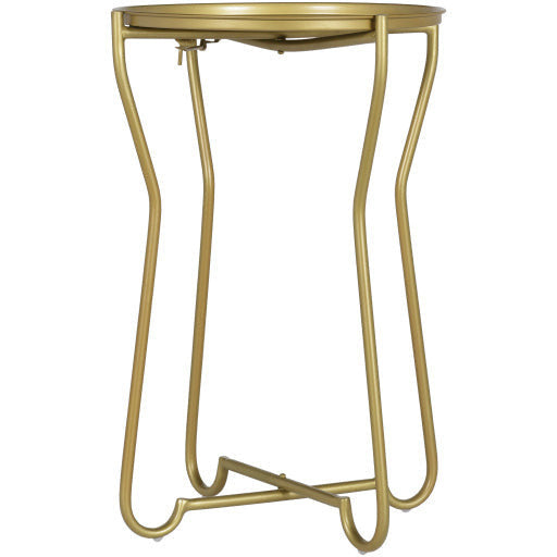 Surya Benjamin Modern Gold Tray Top With Gold Metal Base Round Accent Side Table BEJ-001