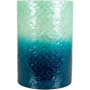 Surya Blue Ocean Modern Shell and Wood Round Accent Side Table BUO-002