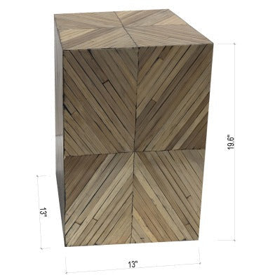 Surya Cane Garden Modern Natural Wood Accent Side Table CGN-003