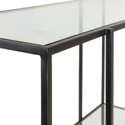 Surya Alecsa Modern Glass Top & Black Metal Base With Mirrored Bottom Shelf Console Table EAA-003