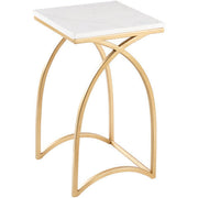 Surya Evana Modern White Marble Top With Gold Metal Base Set Of 2 Nesting Accent Side Tables EAN-001