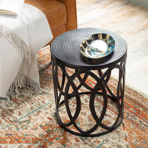 Surya Earnshaw Modern Metallic Round Accent Side Table EAW-002