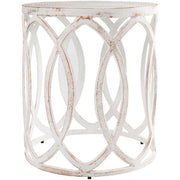 Surya Earnshaw Modern White Top With White Metal Base Round Accent Side Table EAW-003