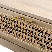 Surya Etewah Modern Rattan With Wood Base Three Drawer Console Table ETW-003