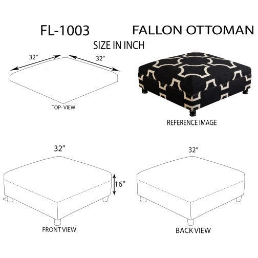 Surya Fallon Modern Light Beige & Black Hand Woven Wool Ottoman FL-1003
