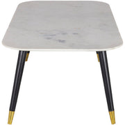Surya Grandeur Modern White Marble Top With Black Wood & Brass Base Coffee Table GUR-001