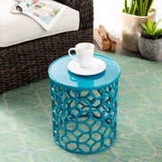 Surya Hale Modern Teal Metal Round Accent Side Table HALE-102