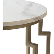 Surya Hendrix Modern White Marble Top With Champagne Metal Base Round Accent Side Table HNX-001
