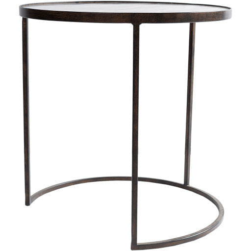 Surya Hearthstone Modern Gray Stone Top With Black Metal Base Set of 2 Nesting Accent Side Tables HTS-002