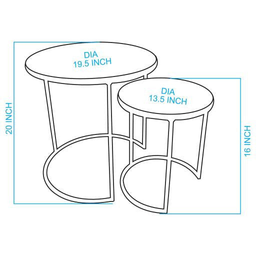 Surya Hearthstone Modern Marble Top With Gold Metal Base Set of 2 Nesting Accent Side Tables HTS-007