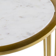 Surya Ivan Modern Marble Top With Metallic Brass Metal Base Round Accent Side Table IVA-001