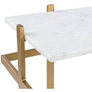 Surya Lindsey Modern Marble Top With Gold Metal Base Accent Side Table LEY-100