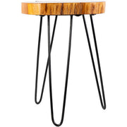 Surya Larissa Modern Natural Wood Top With Charcoal Gray Metal Base Accent Side Table LRI-002