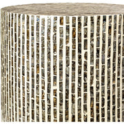Surya Lharysa Modern Shell and Wood Round Accent Side Table LYH-003