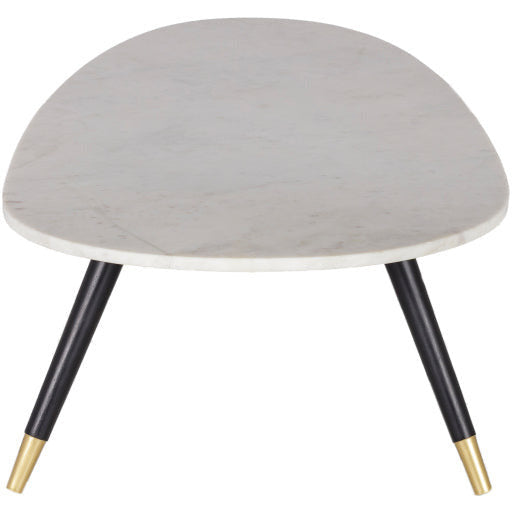 Surya Miami Modern White Marble Top With Black & Brass Base Coffee Table MII-001