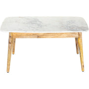 Surya Makrana Modern White Marble Top With Wood Base Coffee Table MKR-002