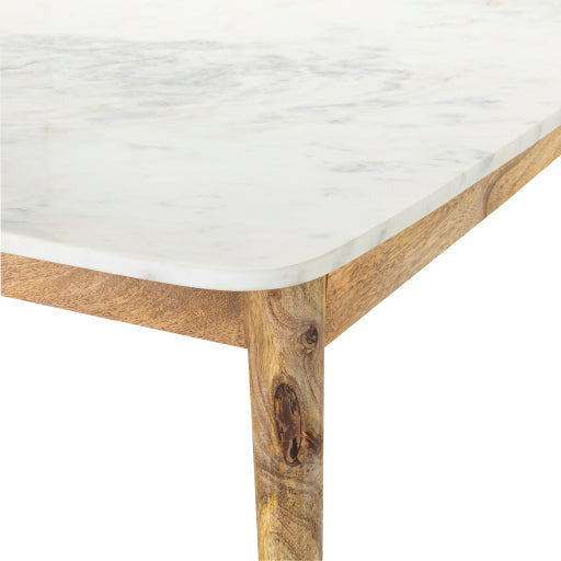 Surya Makrana Modern White Marble Top With Wood Base Coffee Table MKR-002