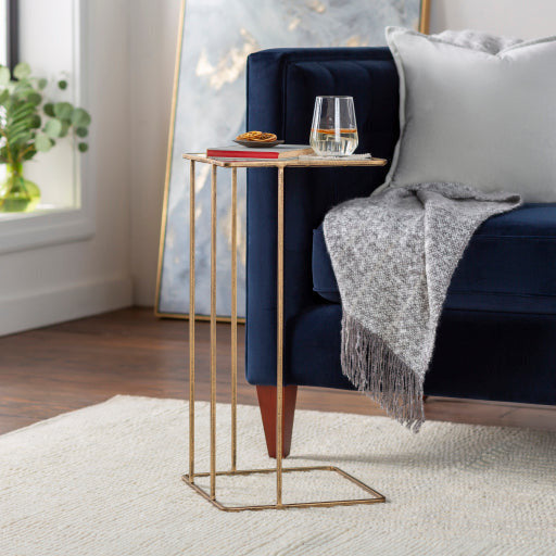 Surya Natalie Modern Glass Top With Gold Metal Base Accent Side Table NAE-001