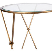 Surya Neo Geo Modern Glass Top Gold Metal Base Round Accent Side Table NGO-002