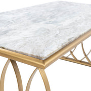Surya Nishka Modern White Marble Top With Gold Metal Base Rectangular Coffee Table NHA-100