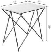 Surya Norah Modern White Marble Top With Gray Metal Base Accent Side Table NRH-005