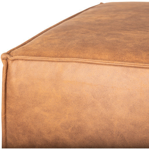 Surya Brown Leather Ottoman | Newberg Modern Faux  NWB-001
