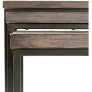 Surya Troyes Modern Gray Wood Top With Black Metal Base Set of 3 Nesting Accent Side Tables TOE-001