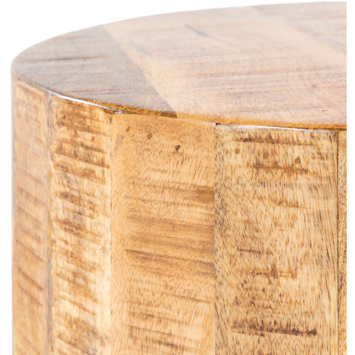 Surya Troyes Modern Natural Wood Round Accent Side Table TOE-004