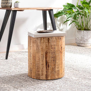 Surya Troyes Modern Natural Wood Round Accent Side Table TOE-004