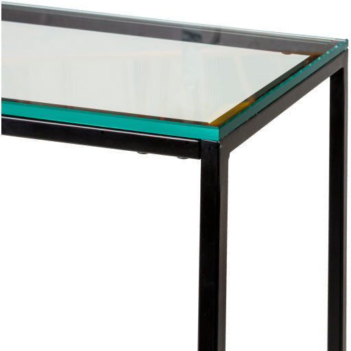 Surya Aryaa Modern Glass Top With Black Metal Base Console Table YAA-009