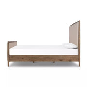 Four Hands Glenview Weathered Oak Bed ~ Linen Upholstered King Size Bed