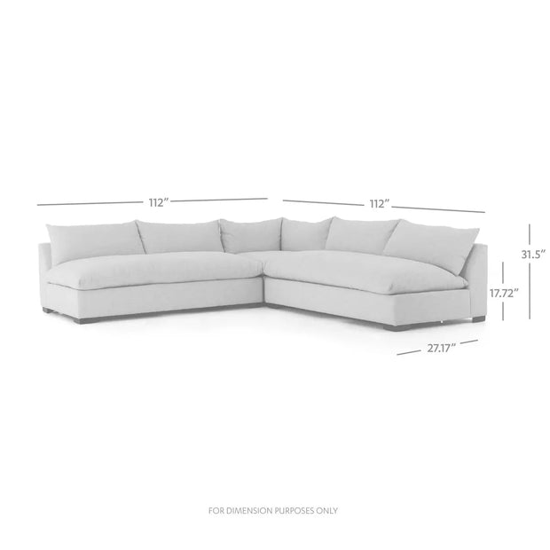 Four Hands Grant 3 Piece Sectional ~ Heron Sand Upholstered Fabric