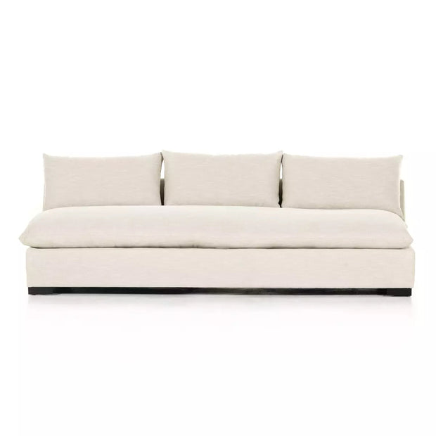 Four Hands Grant Armless Sofa 94” ~ Ashby Oatmeal Upholstered Performance Fabric
