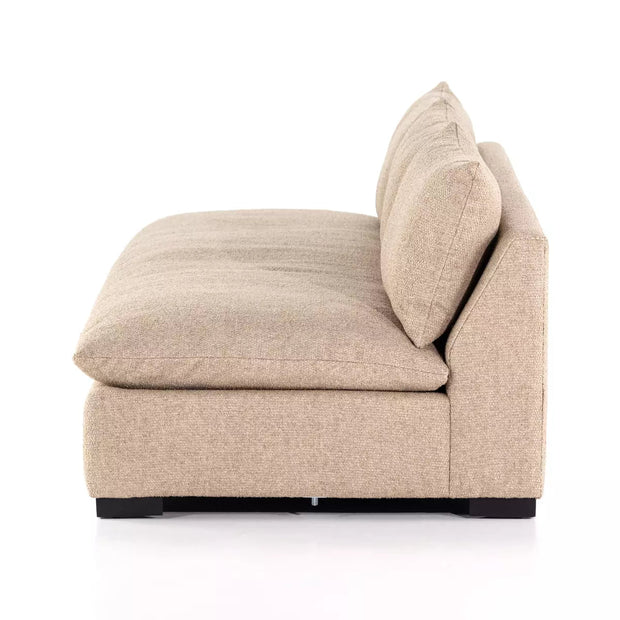 Four Hands Grant Armless Sofa 94” ~ Heron Sand Upholstered Fabric