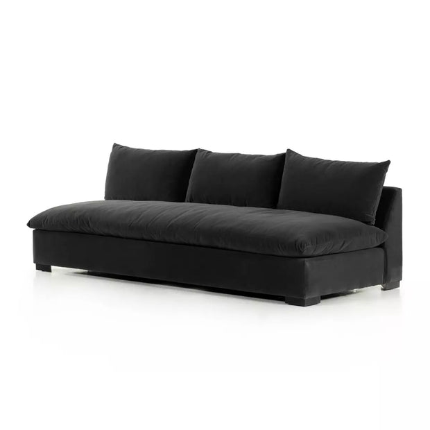 Four Hands Grant Armless Sofa 94” ~ Henry Charcoal Upholstered Performance Fabric