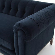 Four Hands Griffon Chesterfield Sofa 95" ~ Plush Navy Upholstered Fabric