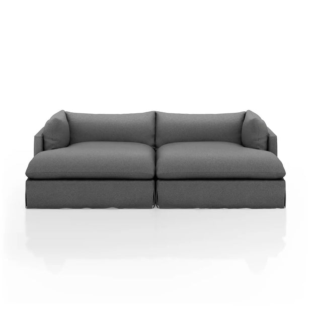 Four Hands Habitat Slipcovered Double Chaise Sectional 102" ~ Fallon Charcoal Slipcover Fabric